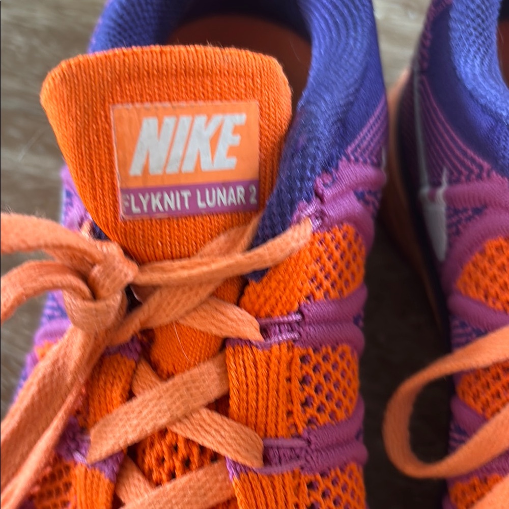 Nike flyknit lunar 2-Orange and Purple Athletic Shoes Lightweight - Picture 3 of 11